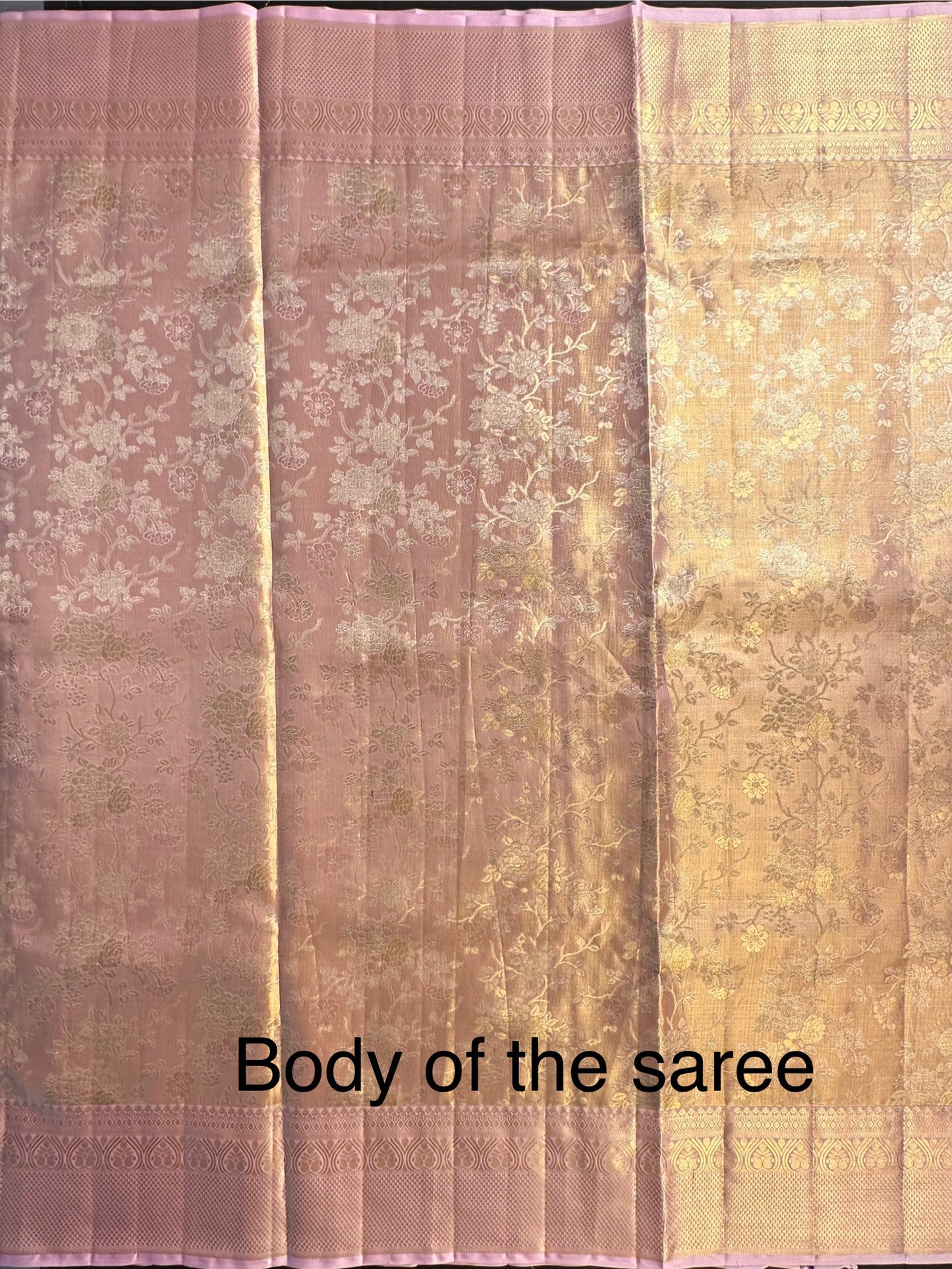 Baby Pink Handloom  Jamawar Pure Tissue Silk Saree