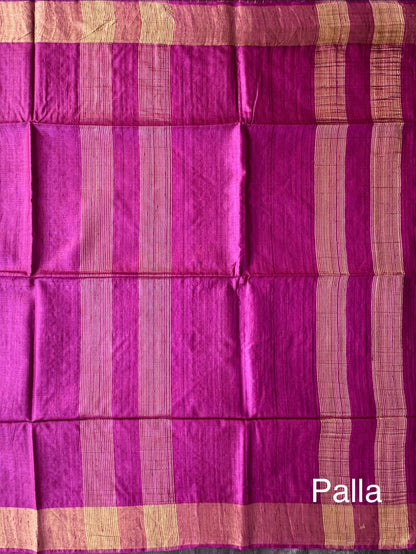 Magenta Pure Tussar Silk Saree