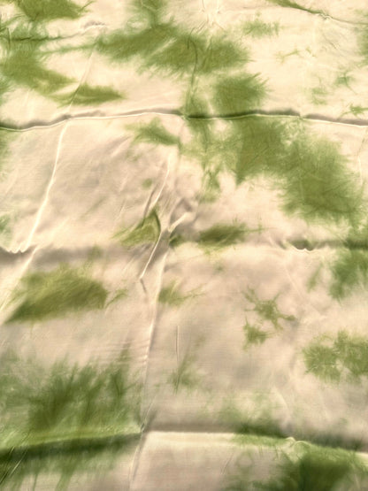 Green Tie-Dye Cotton Satin Fabric