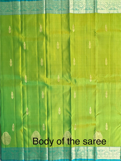 Parrot Green  Handloom Kanjivaram Pure Silk Saree