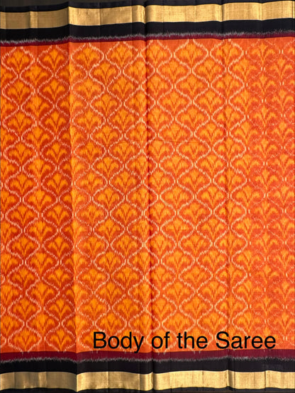 Rust Ikkat Kosa Cotton Silk Saree