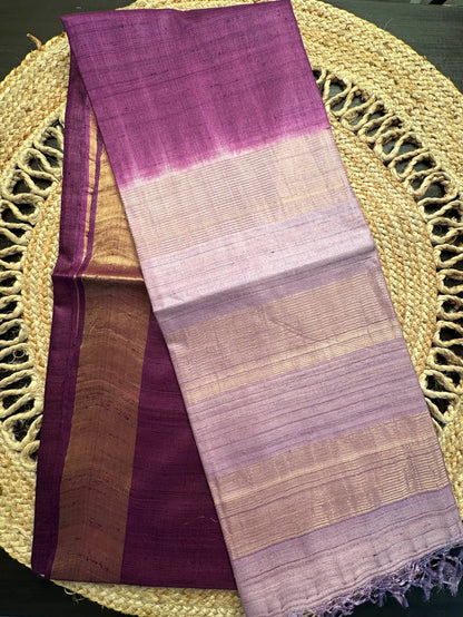 Shaded Purple Handloom Tussar Silk Saree
