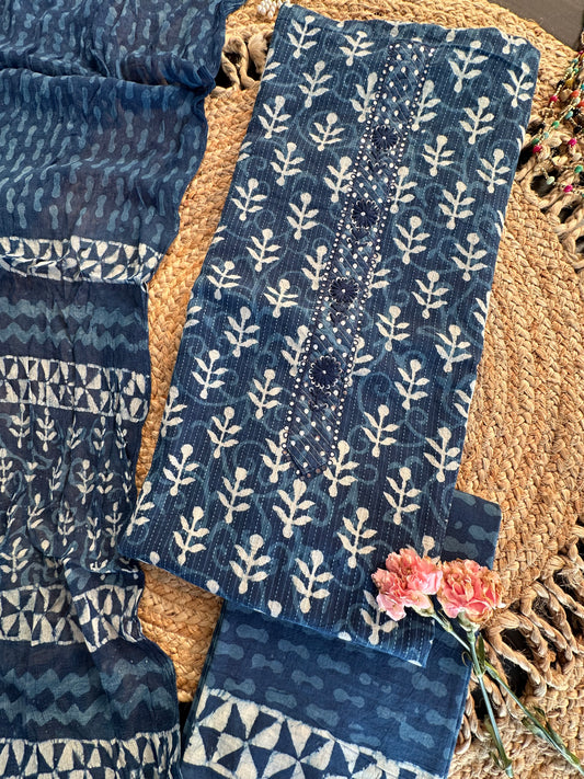 Indigo Blue Pure Cotton Suit