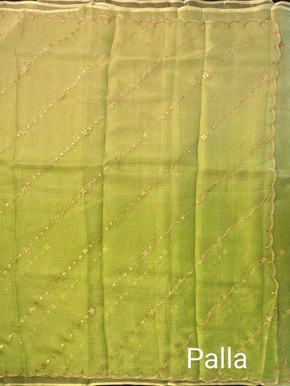 Kota Doria Pure Silk Saree With Gota Patti Work