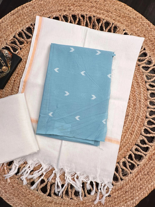 Powder Blue South Cotton 3-Piece Suit