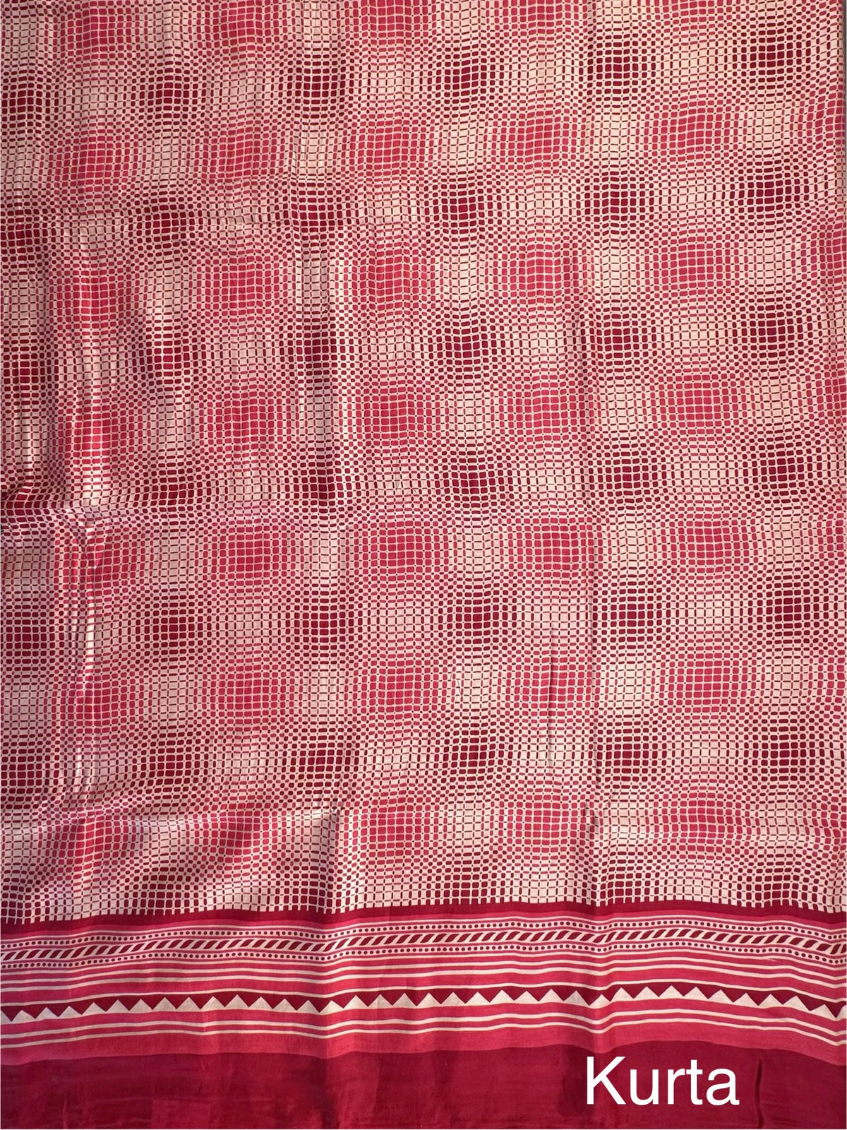 Pink-Beige Printed Chanderi 3-Piece Unstitched Suit