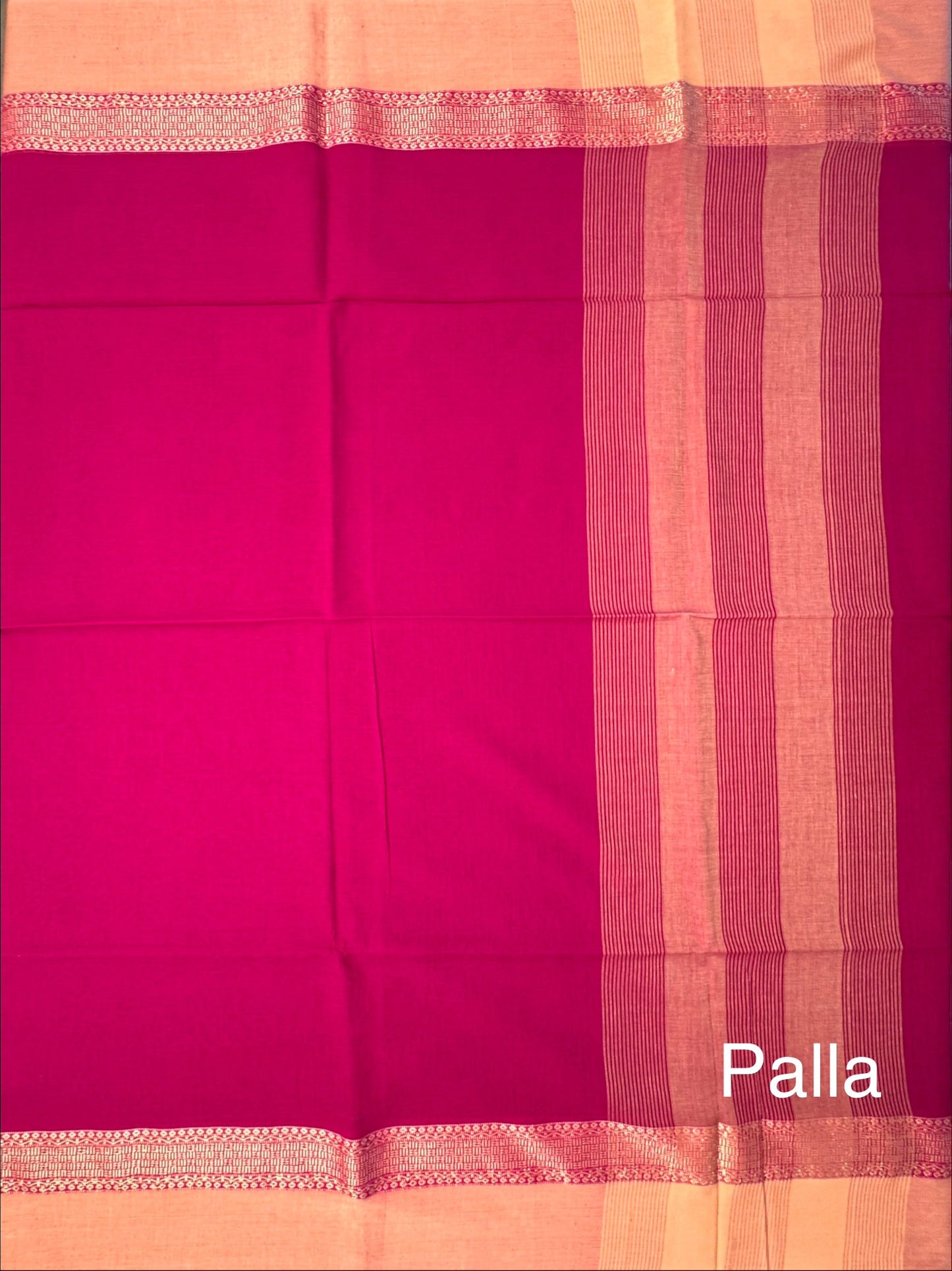 Magenta-Beige Piku Bengal Cotton Saree