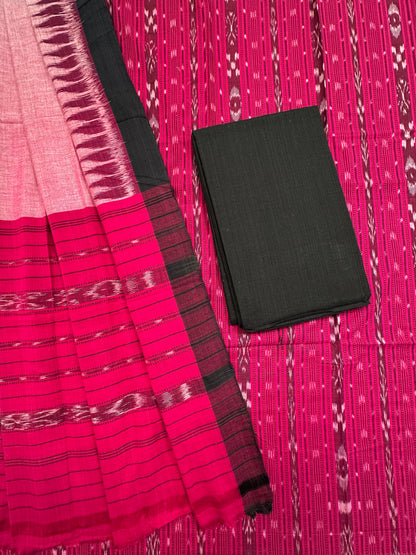 Magenta Sambhalpuri Ikkat Handloom Cotton  3-Piece Suit