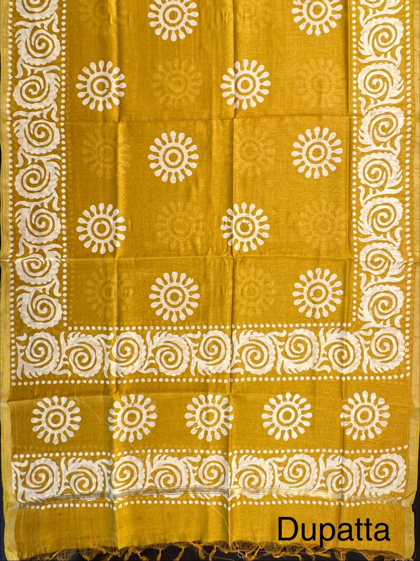 Mehndi Green Printed Chanderi 3-Piece Unstitched Suit