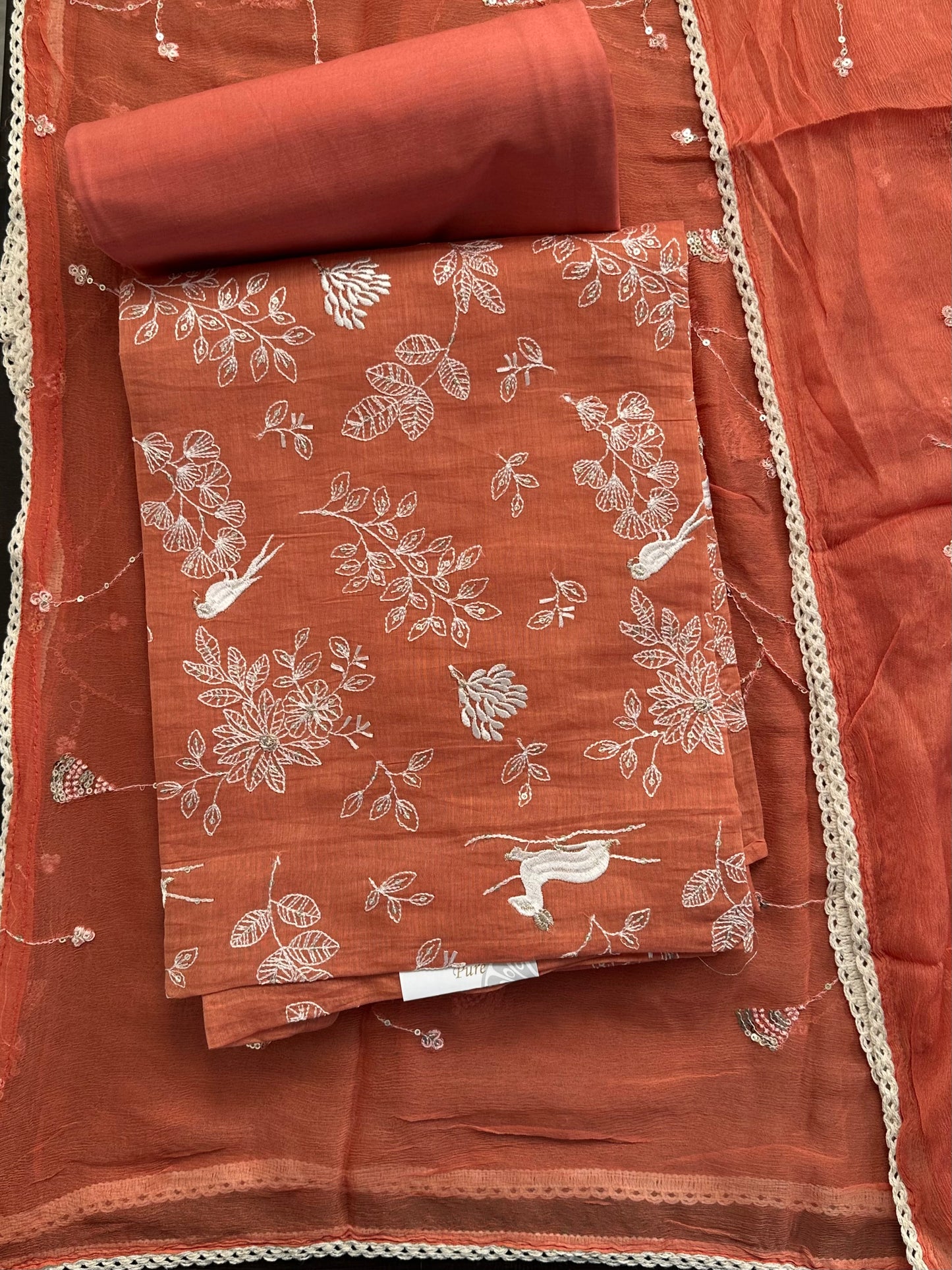 Peach Arya Pure Cotton 3-Piece Suit