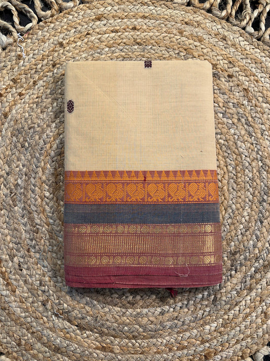 Beige Narayanpet Cotton Saree