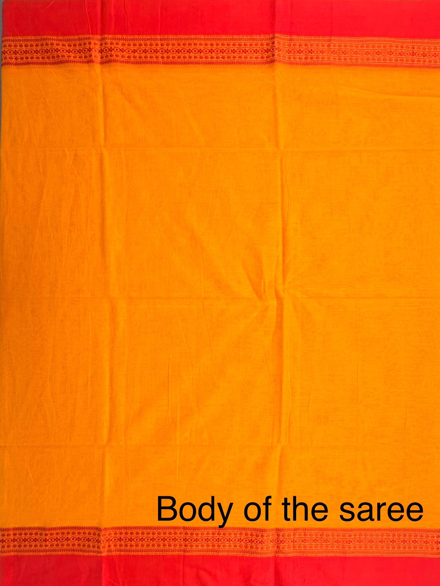 Mustard-Red Piku Bengal Cotton Saree