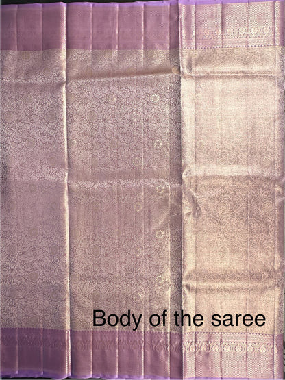 Mauve Handloom Jamawar Pure Tissue Silk Saree