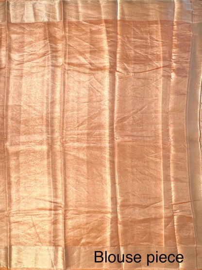 Orange Pure Tissue Silk Saree