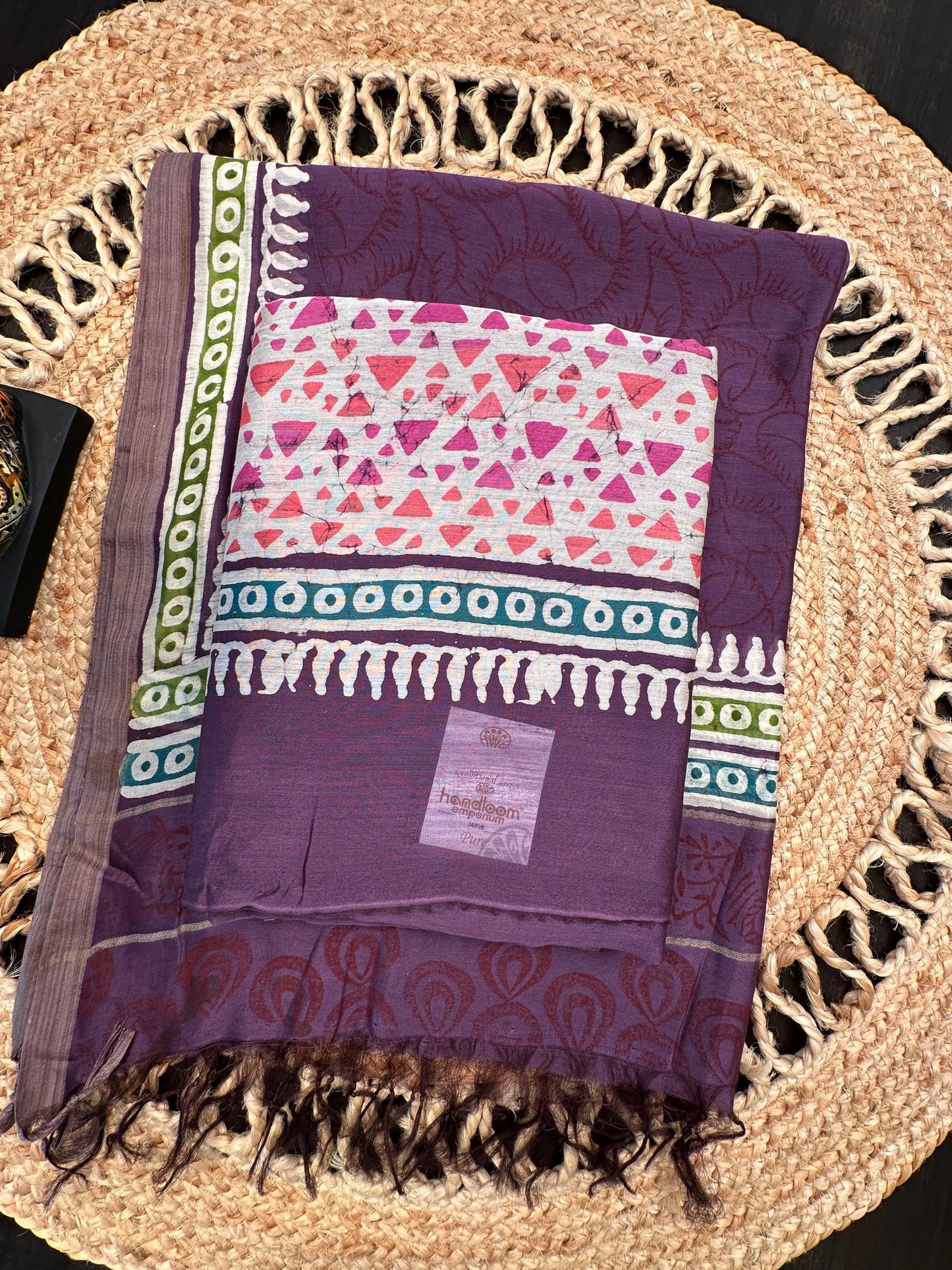 Purple Trisha Printed Chanderi 3-Piece Unstitched Suit