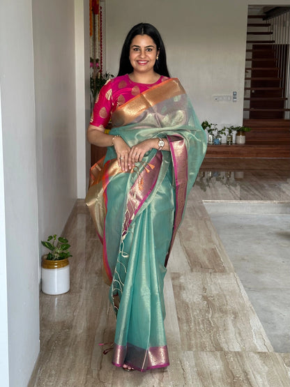 Sea Green Nimrit Tissue Saree