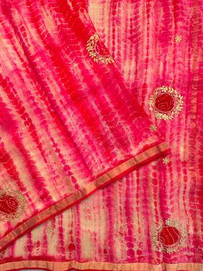 Shibori Bandhej Kota Silk Saree