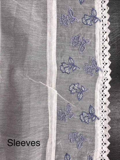 Off White-Blue Chanderi Suit