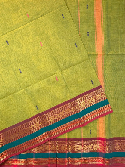 Parrot Green Narayanpet Cotton Saree