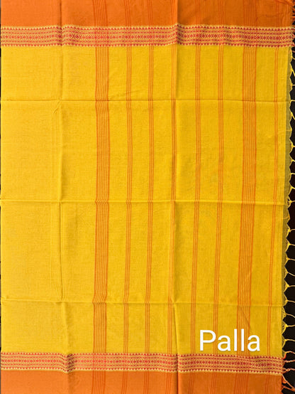 Yellow -Mustard Tripura Cotton Saree