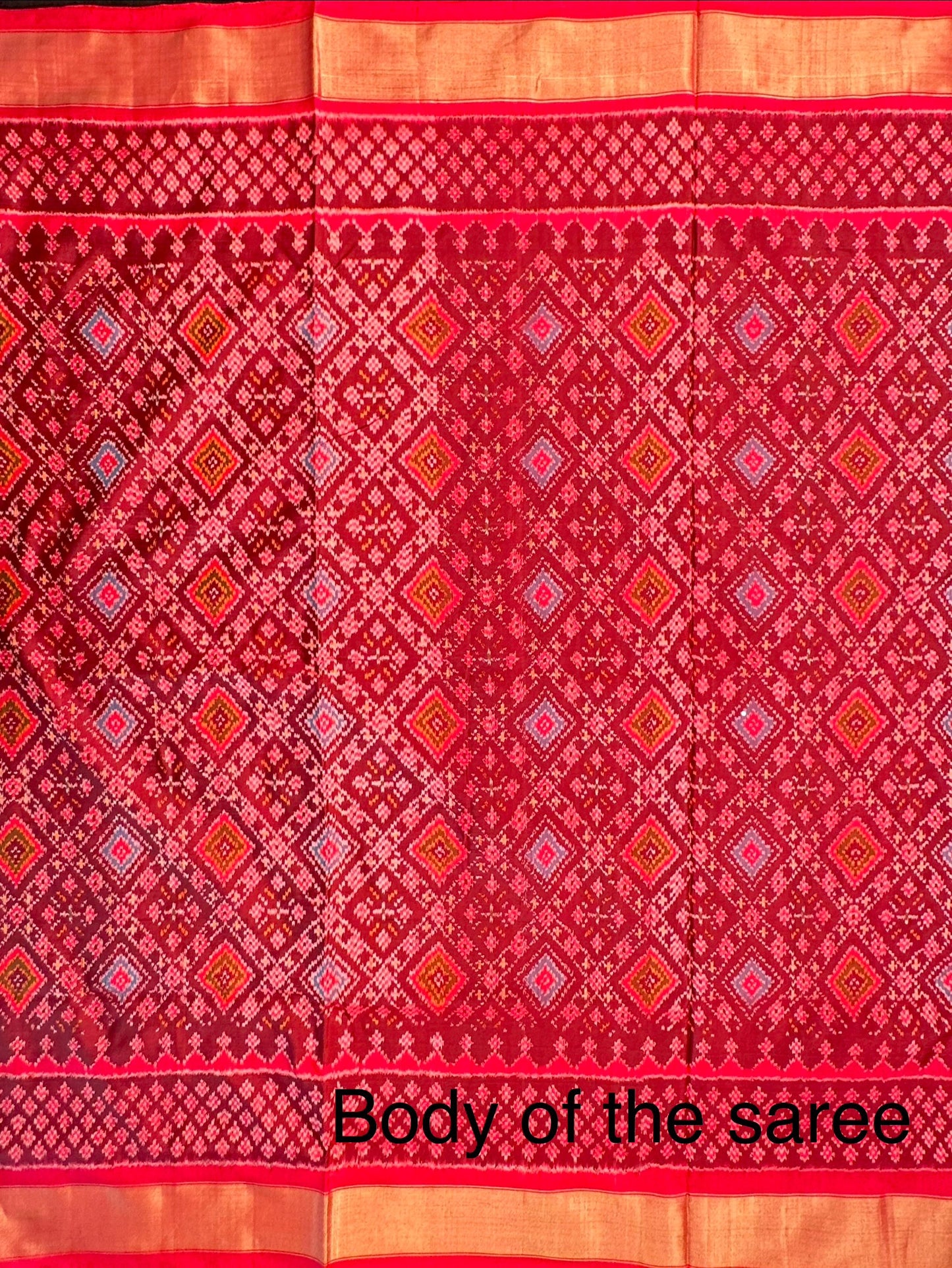 Red Ikkat  Pure Silk Saree