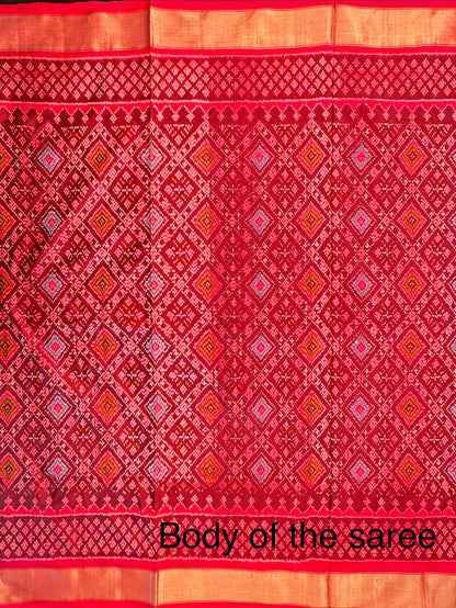 Red Ikkat  Pure Silk Saree