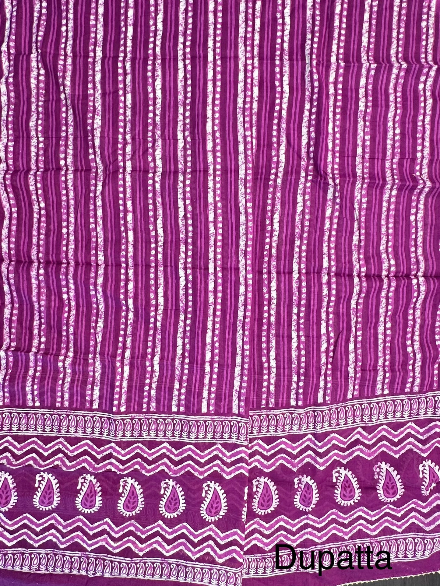 Purple Jaipuri Necktie Cotton 3-Piece Suit