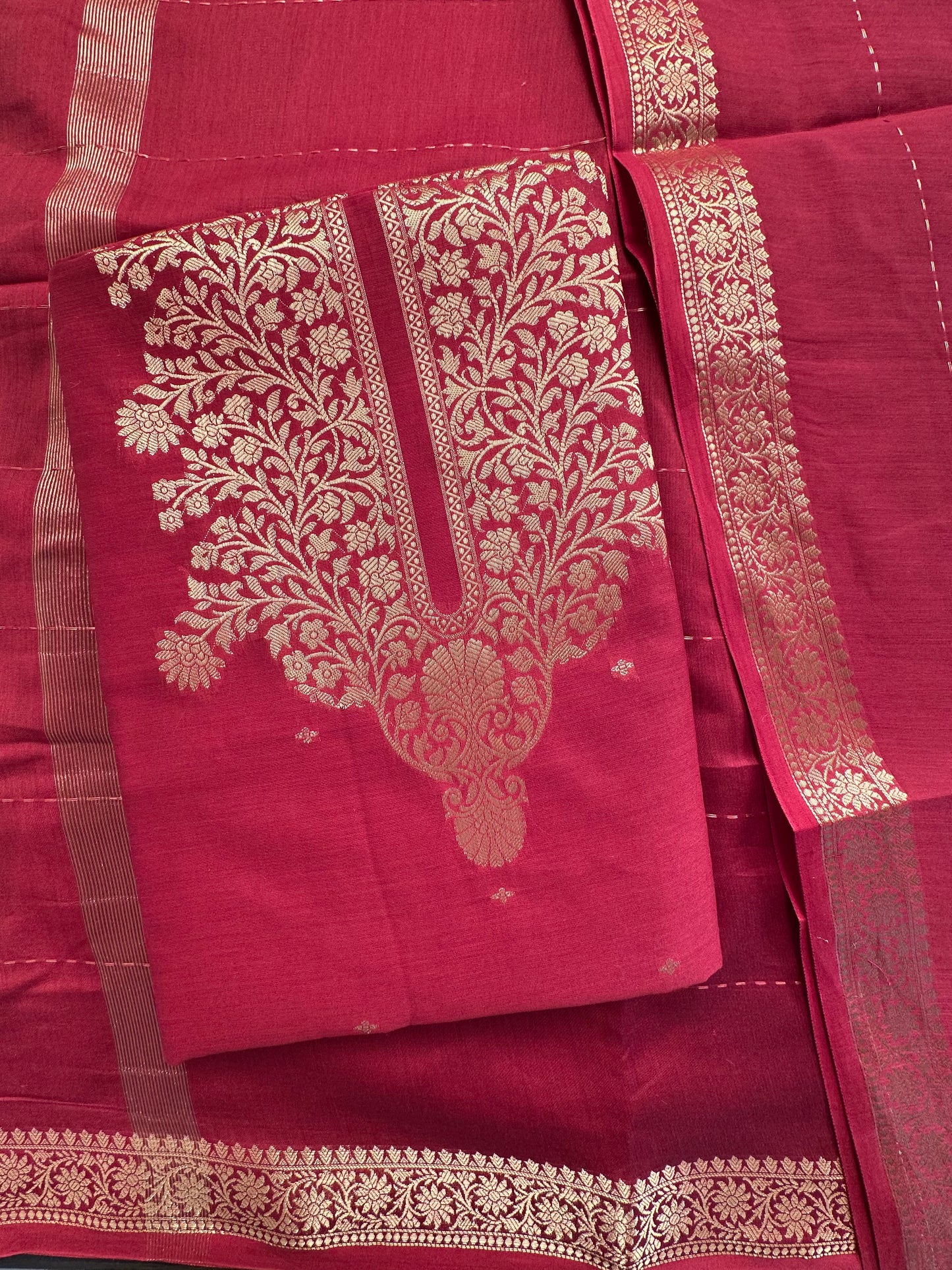 Rust Red Handloom Chanderi Suit