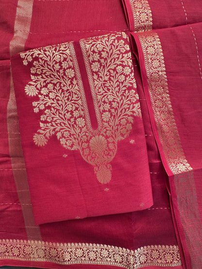 Rust Red Handloom Chanderi Suit