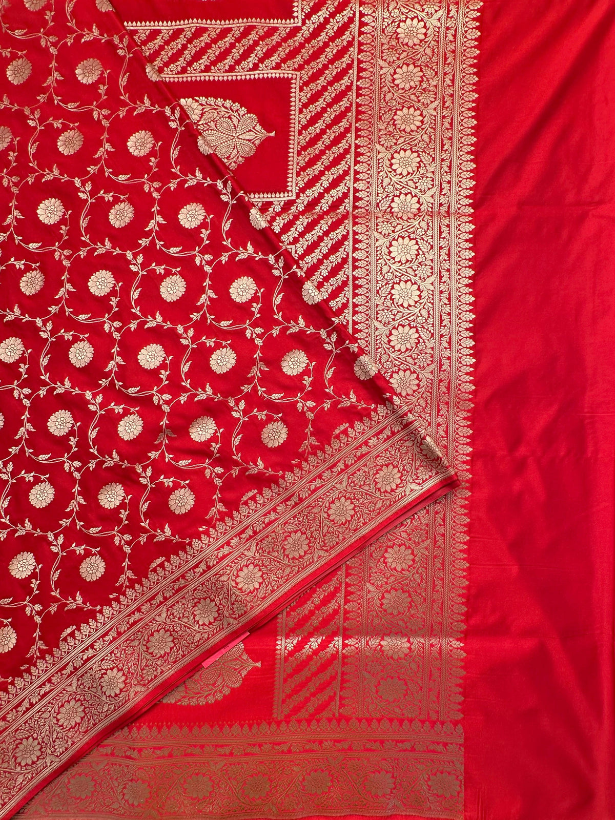 Red Banarasi Jaal Artificial Silk Saree