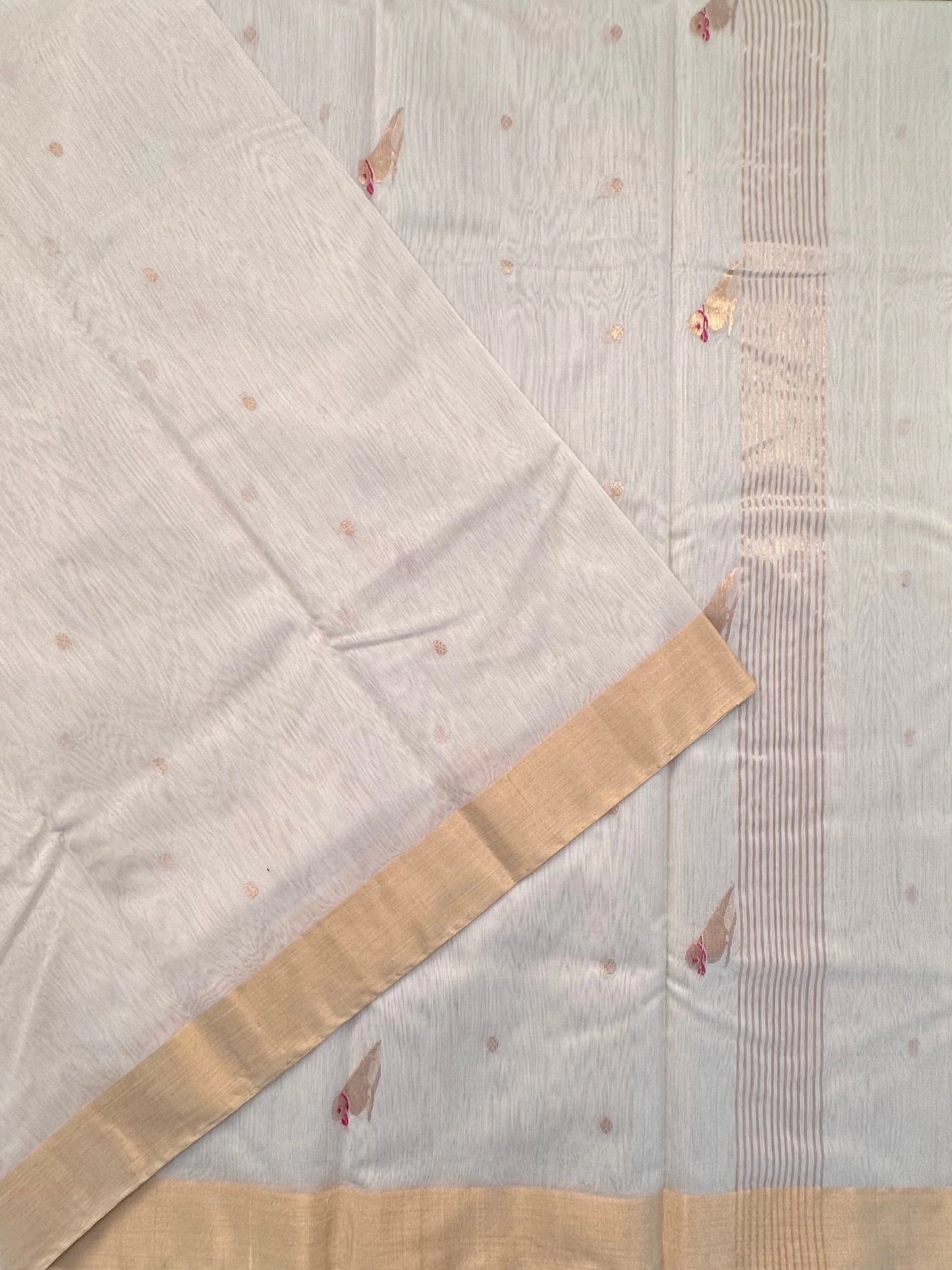 Off White Pure Chanderi Saree