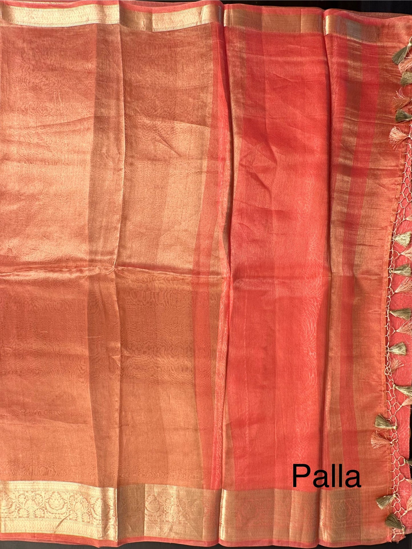 Peach Banarasi Pure Tissue Saree