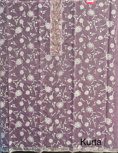 Mauve Art Organza 3-Piece Suit