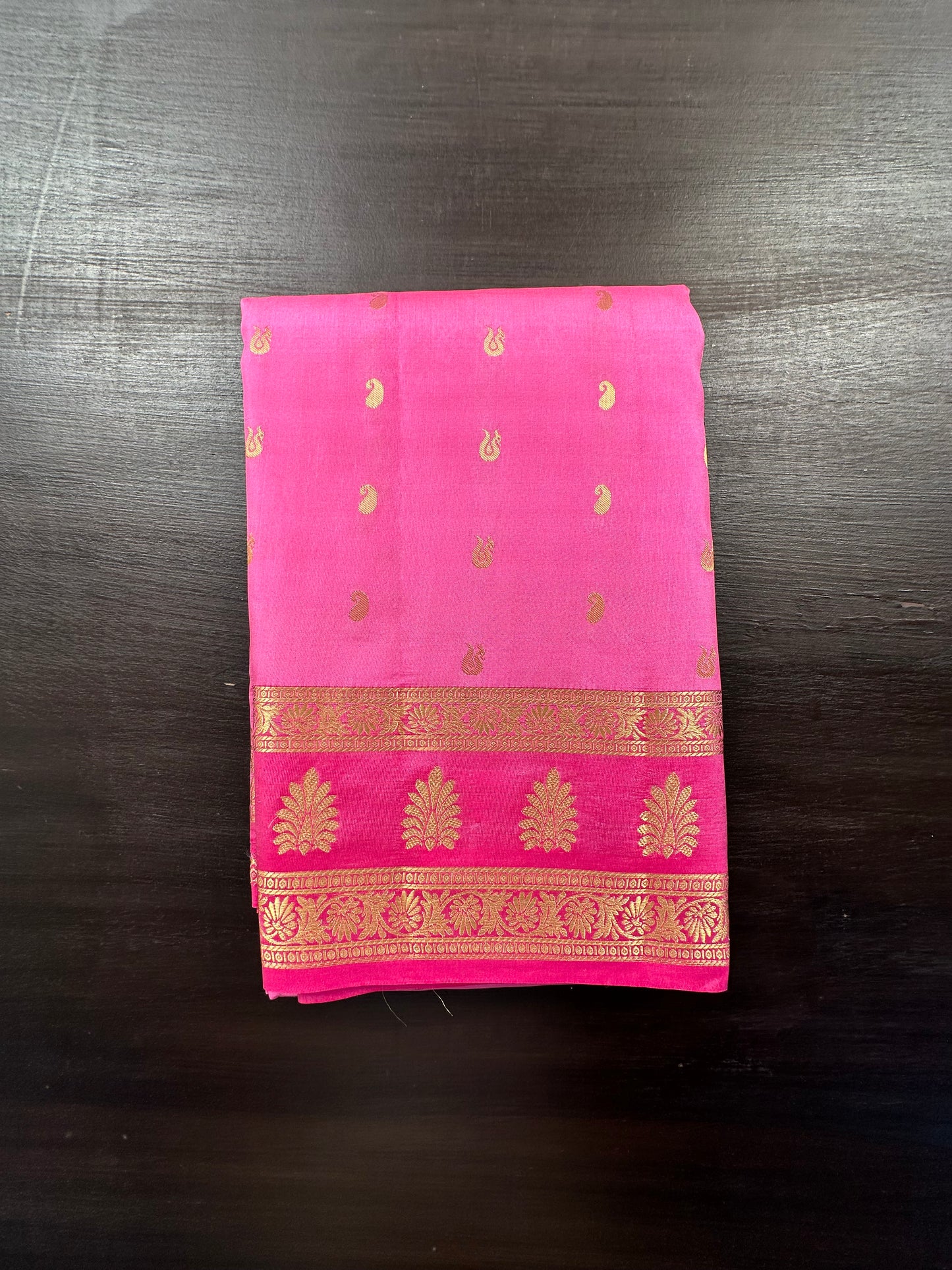 Pink Pondicherry Handloom Pure Silk Saree