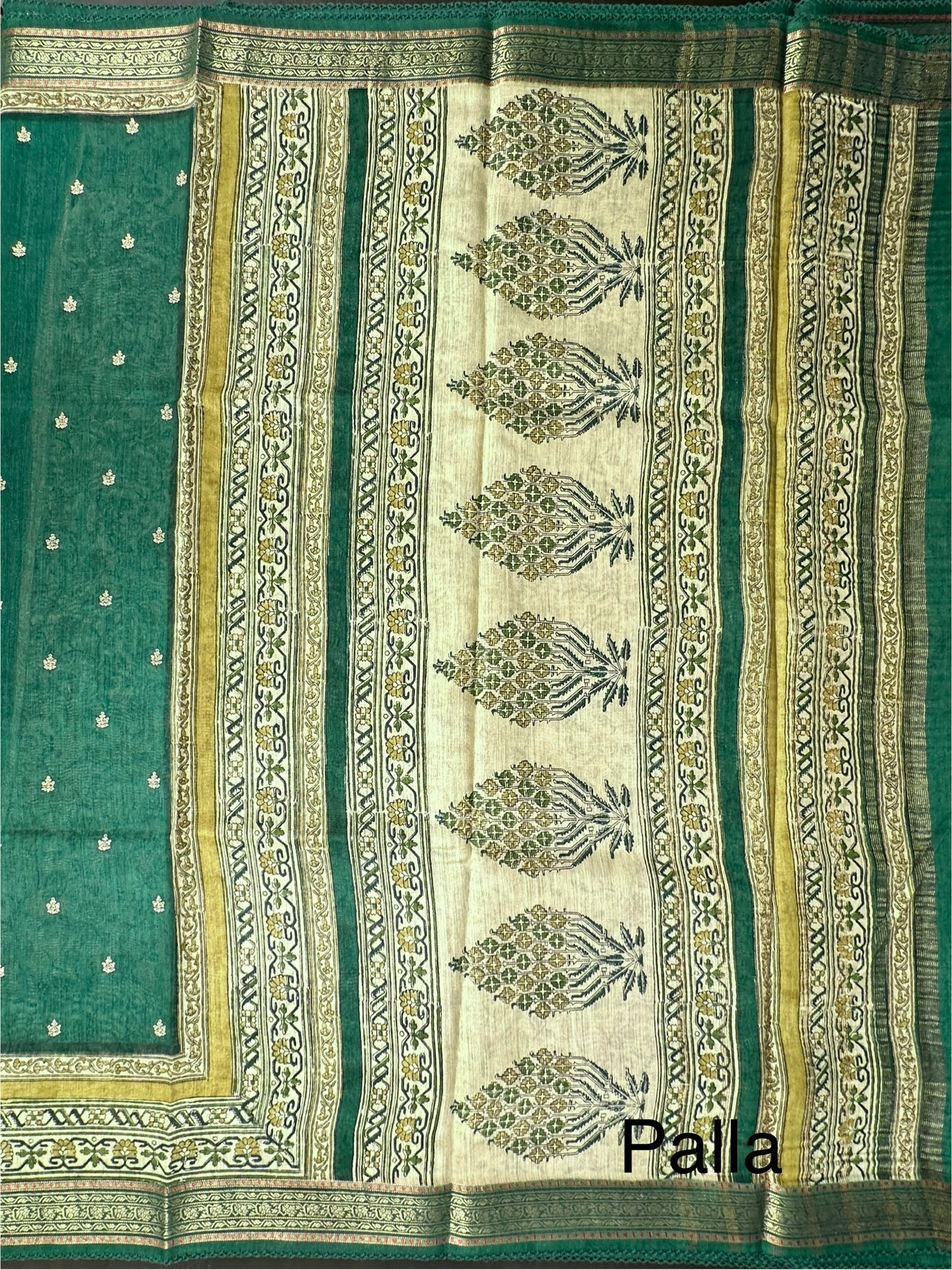 Bottle Green Muga Silk Saree