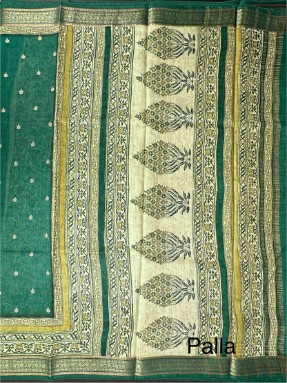 Bottle Green Muga Silk Saree