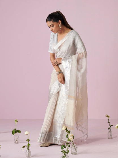 Silver Crush  Pure Tissue Saree