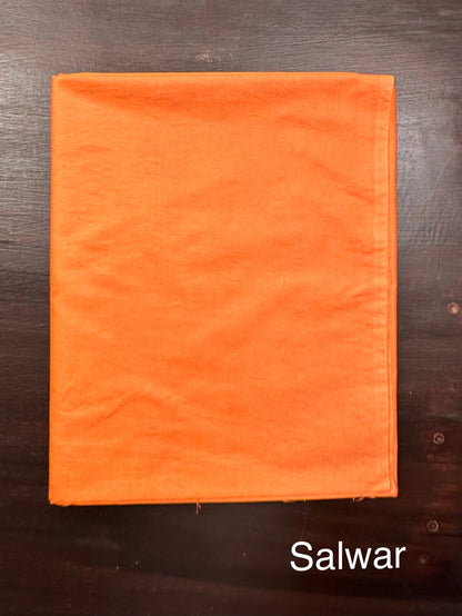 Orange Chanderi 3-Piece Unstitched Suit with Madhubani Dupatta