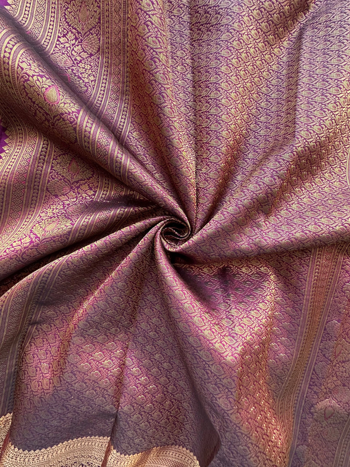 Wine Handloom Kanjivaram Jamawar Pure Silk Saree