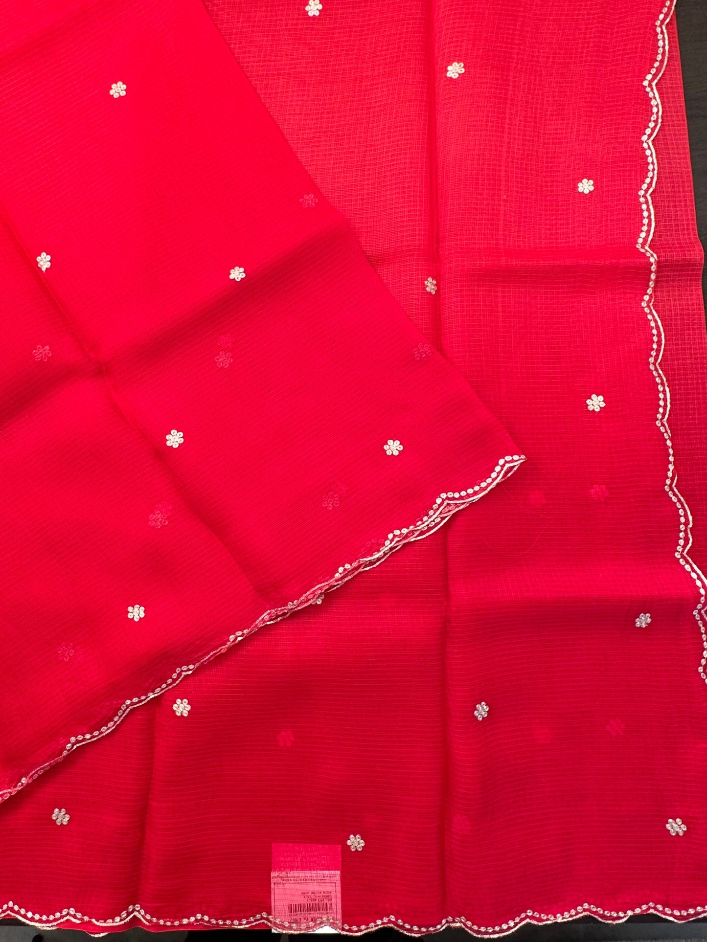 Red Gitika Kota Doria Pure Silk Saree