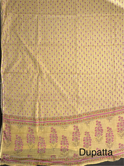 Lemon Jaipuri Necktie Cotton 3-Piece Suit