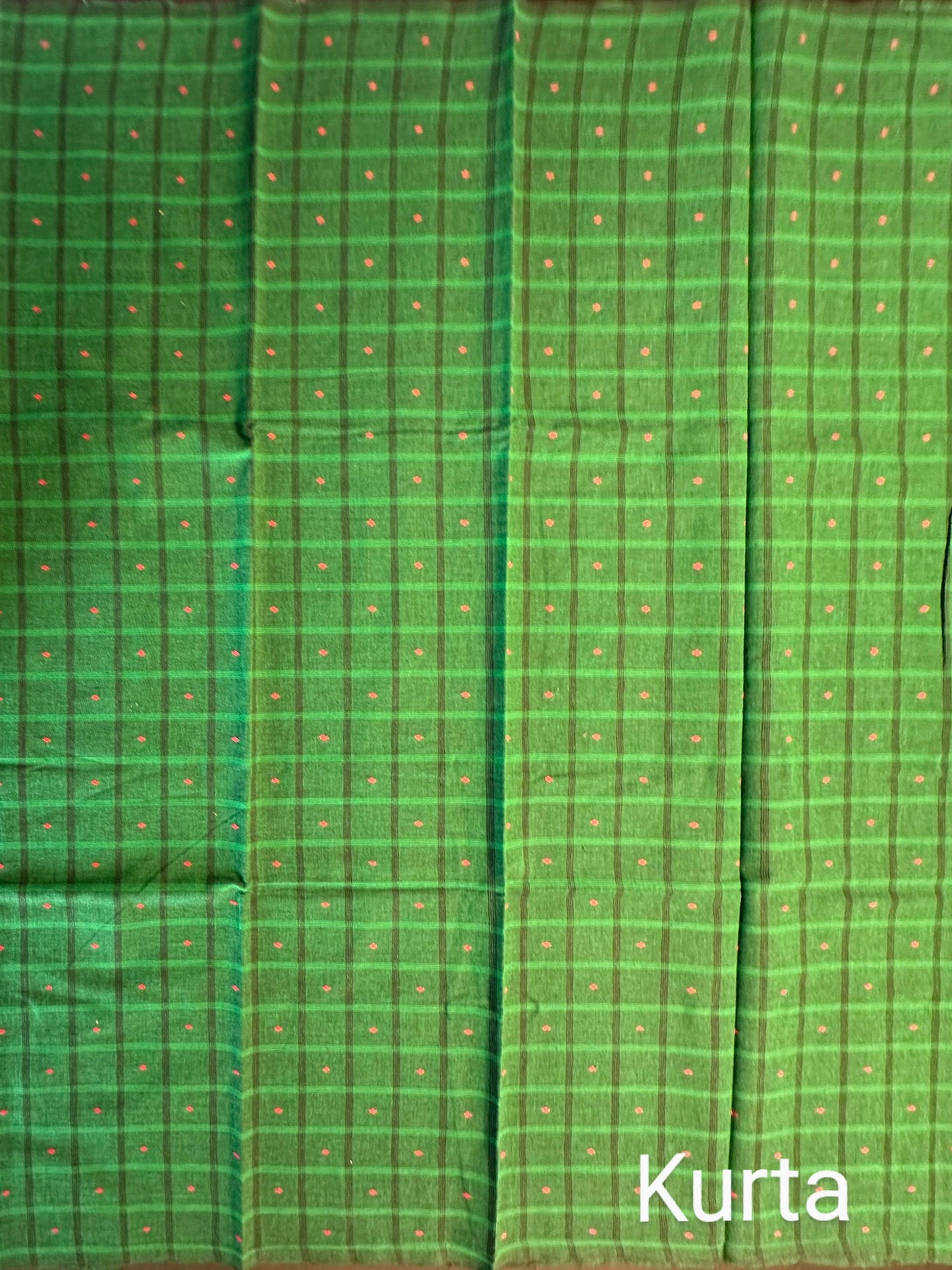 Bottle Green Checkered Handloom Cotton  Suit