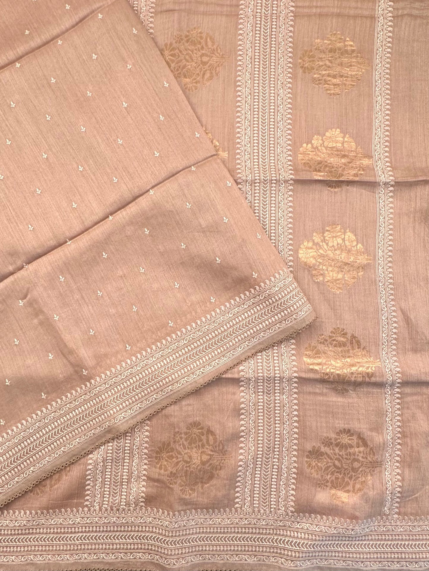 Beige Muga Silk Saree