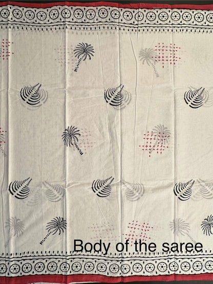 White Pure Cotton Saree