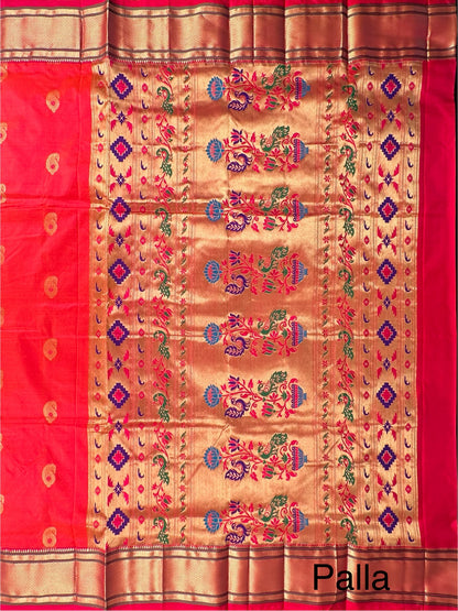 Coral-Rani Paithini Silk Saree