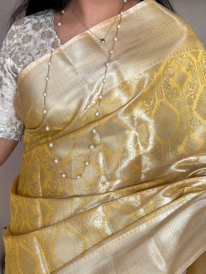 Yellow Saadagi Tissue Saree