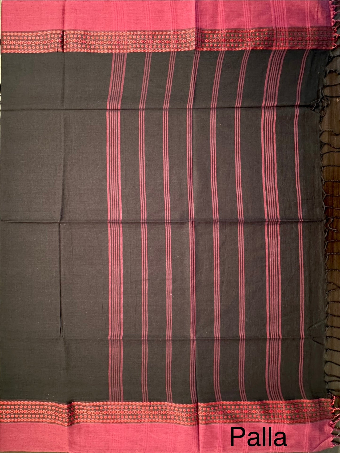 Black Piku Bengal Cotton Saree
