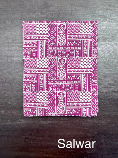 Purple Jaipuri Necktie Cotton 3-Piece Suit