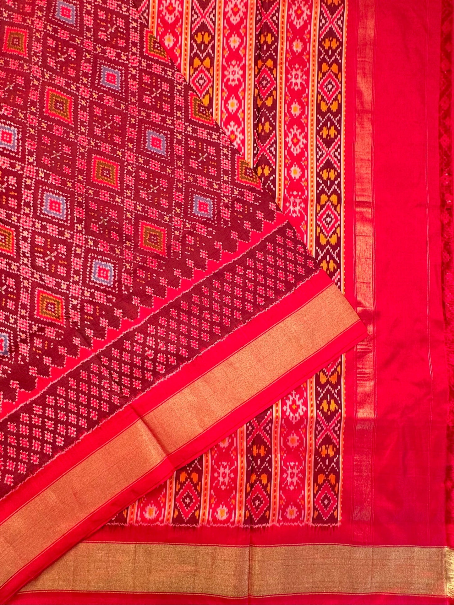 Red Ikkat  Pure Silk Saree