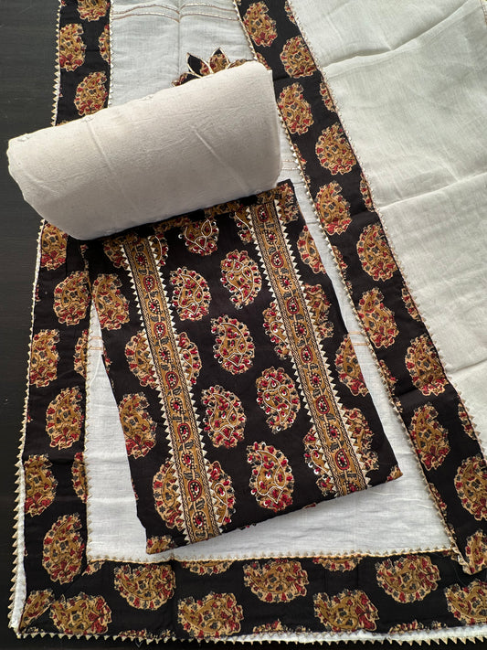 Black Printed Pure Cotton Suit